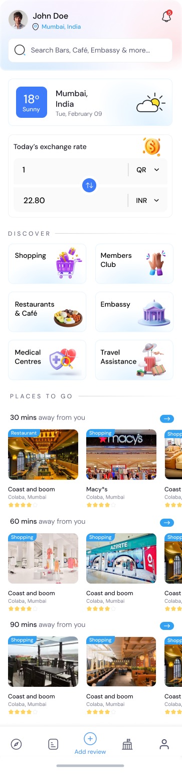 ShorePass app home screen